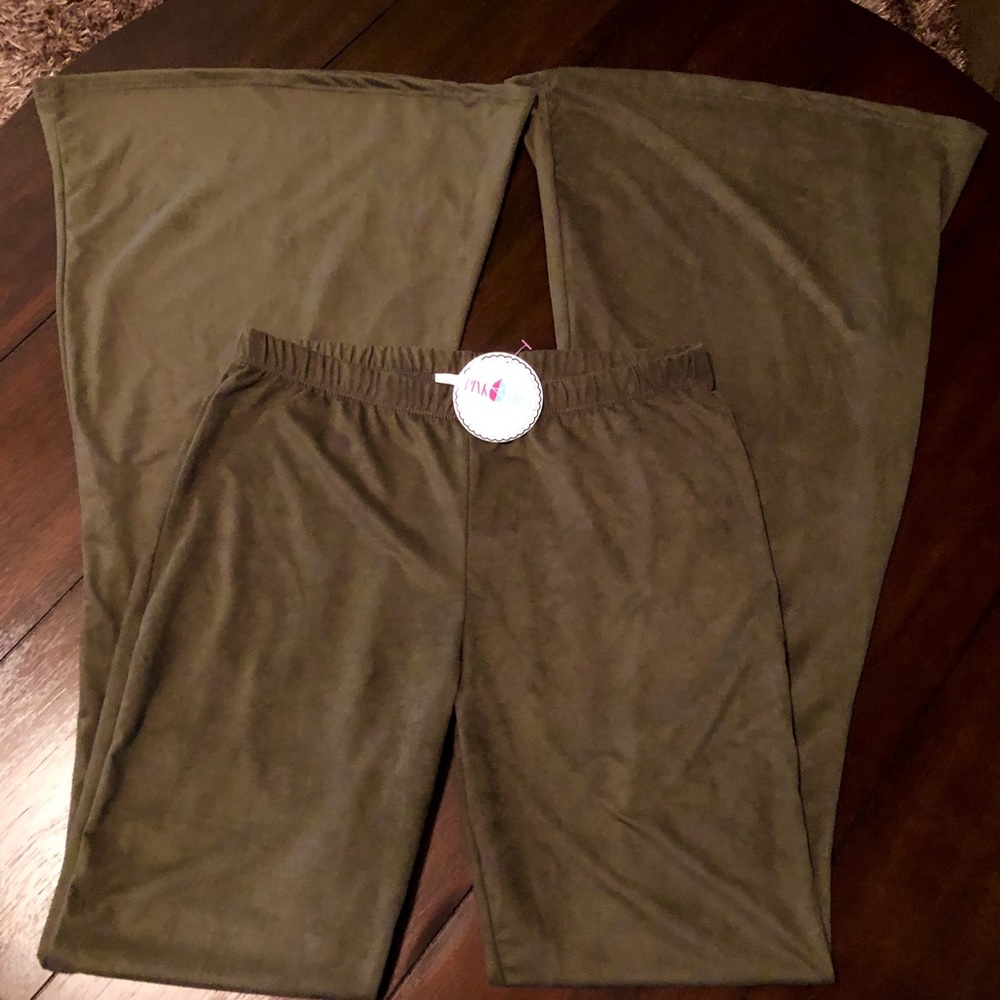 Olive green bell bottom pants